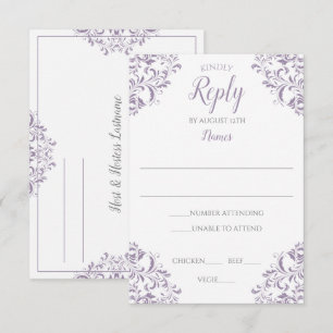 Convite Placa de Resposta Elegante - Nadine (Lavanda)