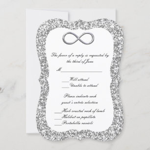 Convite Placa de Resposta Infinita Silver Glitter Silver