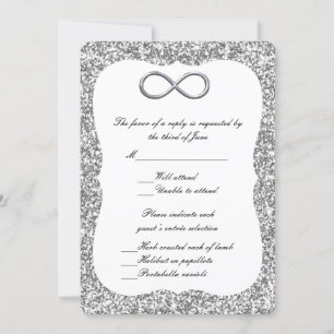 Convite Placa de Resposta Infinita Silver Glitter Silver