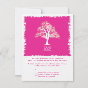 Convite Placa de resposta RSVP de Árvore Vida Bat Mitzvah