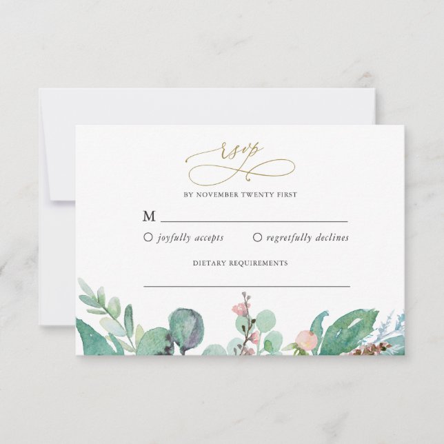 Convite Placa de Resposta RSVP de Casamento de Jardim de B (Frente)