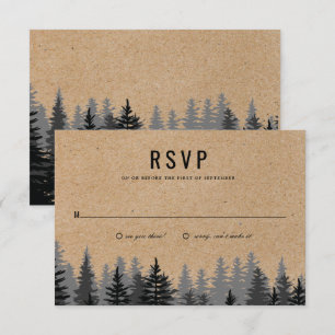 Convite Placa de Resposta Rustic Pine Trees Kraft Winter R