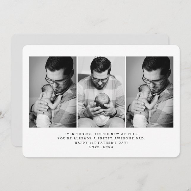 Convite Placa de saudação de fotos do Dia de os pais 3 da  (Frente/Verso)