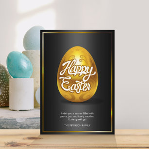 Convite Placa de saudação do Felz pascoa de ovos de ouro