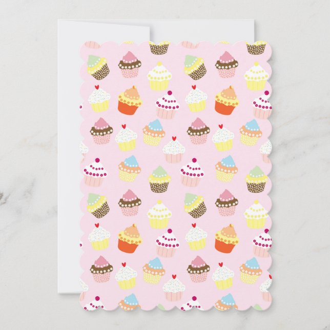Convite Placa de saudação plana de cupcake (Frente)