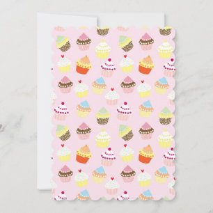 Convite Placa de saudação plana de cupcake