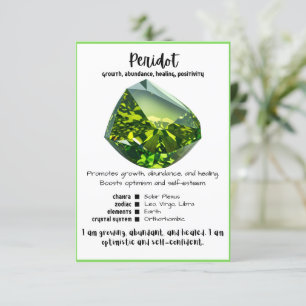 Convite Placa de Significado de Cristal Peridot