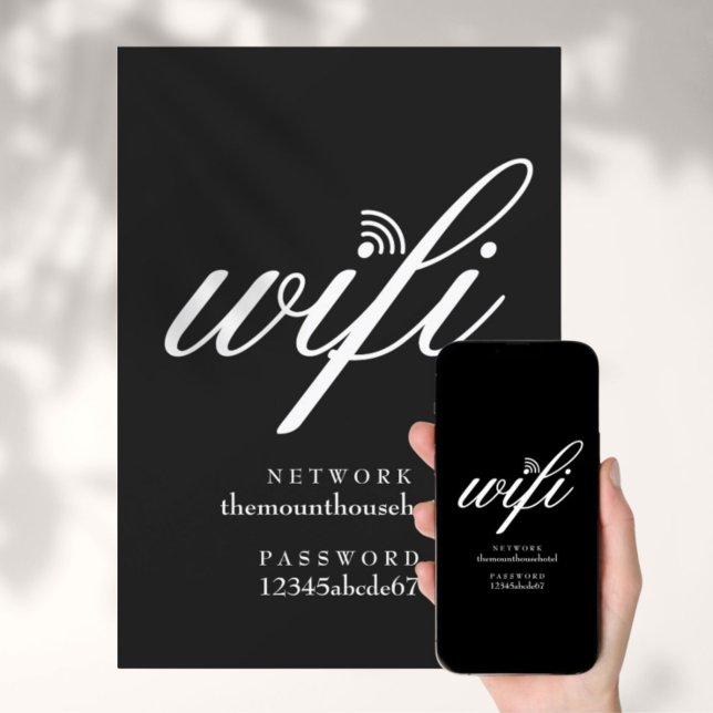 Convite Placa de Sinal de Rede Wifi e Senha (Wifi Network and Password Sign Card)