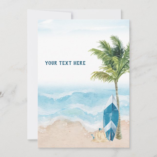 Convite Placa de Sinalização de Surf Retro Azul (Frente)