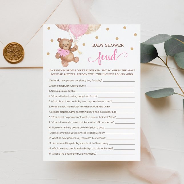 Convite Placa de Urso de chá de fraldas Feud Game (Criador carregado)