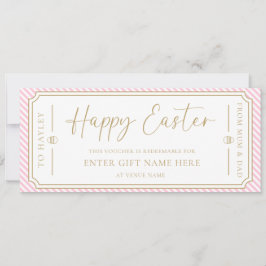 Convite Placa de Voucher de Presente de Felz pascoa Rosa P