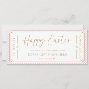 Convite Placa de Voucher de Presente de Felz pascoa Rosa P