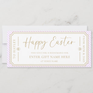 Convite Placa de Voucher de Presente de Felz pascoa Roxo L