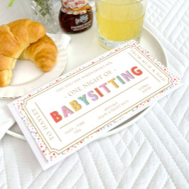 Convite Placa de Voucher de Presente Multiponto Babysittin