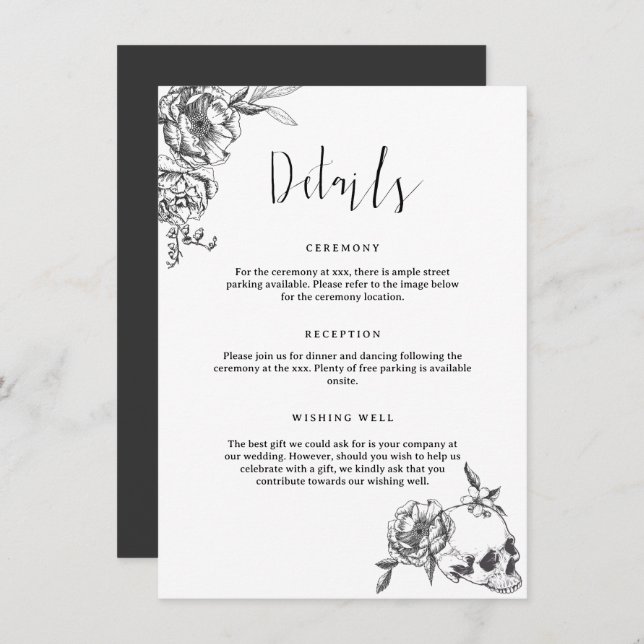 Convite Placa do gabinete de detalhes das flores desenhada (Frente/Verso)