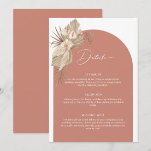 Convite Placa do gabinete de detalhes do Boho Arch Pampas 