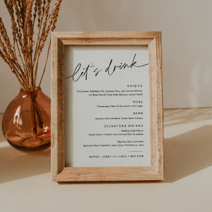 Convite Placa do Menu Cocktail de Bebida Negra EVERLEIGH