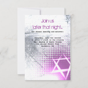 Convite Placa do partido Bat Mitzvah, Bar STAR TEXTURE SIL