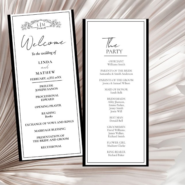 Convite Placa do Programa de Casamento de Botânica Chic (Criador carregado)