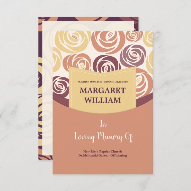 Convite Placa do programa funerário (Frente/Verso)