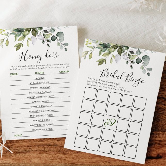 Convite Placa Elegante Eucalyptus para Jogos de 2 Chás de  (Criador carregado)