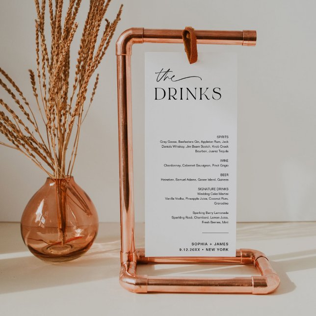 Convite Placa EVERLEIGH Wedding Drink Menu 4x9.25 (Criador carregado)