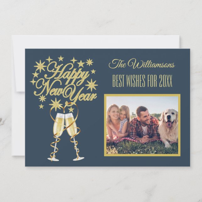 Convite Placa frontal de colagem de fotos múltiplas do ano (Frente)