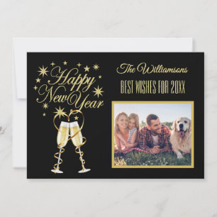 Convite Placa frontal de colagem de fotos múltiplas do ano