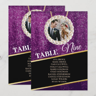 Convite Placa Gráfica de Fotografia Sparkly Roxo Elegante