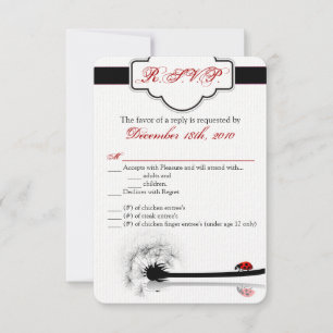 Convite Placa Lady Bug Dandilion Flower Inse 3,5x5 R.S.V.P