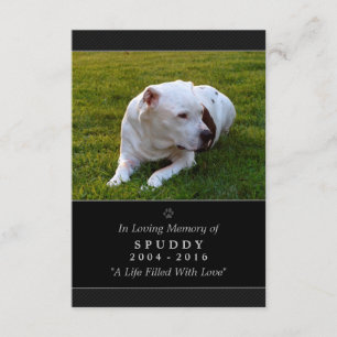 Convite Placa Memorial Pet - Foto Moderna Preta de 3,5"x5"