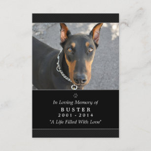 Convite Placa Memorial Pet - Foto Moderna Preta de 3,5"x5"