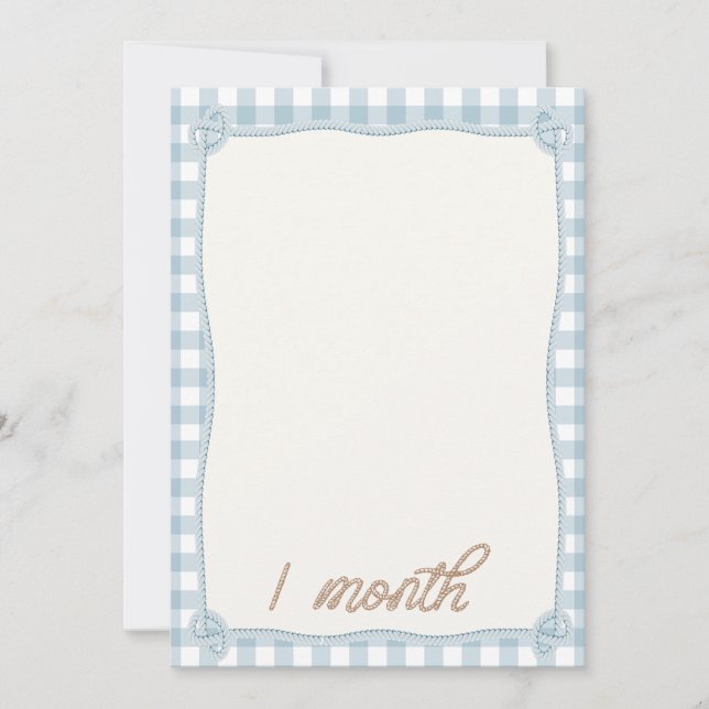 Convite Placa Mensal Vintage Blue Xadrez Rodeo 1rua (Frente)