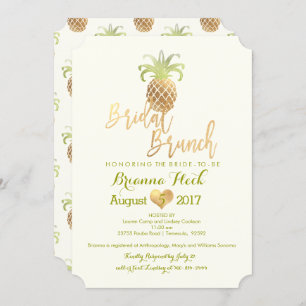 Convite Placa PixDezines Bridal Brunch/Faux Dourado/Pineap