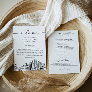 Convite Placa plana 5x7 do Programa de Casamento Skyline e