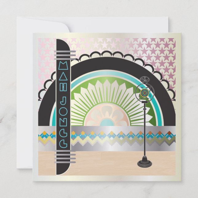 Convite Placa Plana Ballroom do Mah Jongg Deco (Frente)