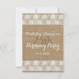 Convite Placa plana de 25 roscada para burlap