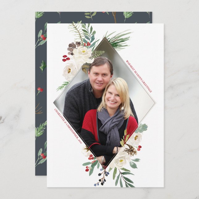 Convite Placa Plana de Férias do Wintry Wonderland Diamond (Frente/Verso)