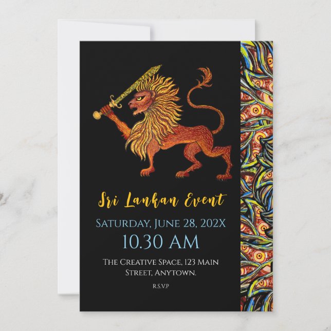 Convite Placa plana do Leão de Sinalizador do Sri Lanka (Frente)