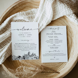 Convite Placa plana do Programa de Casamento Skyline Denve