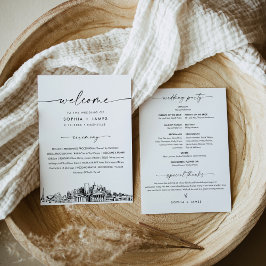 Convite Placa Plana do Programa de Casamento Skyline Nashv