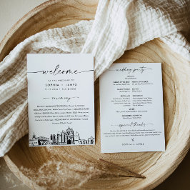 Convite Placa plana do Programa de Casamento Skyline San D