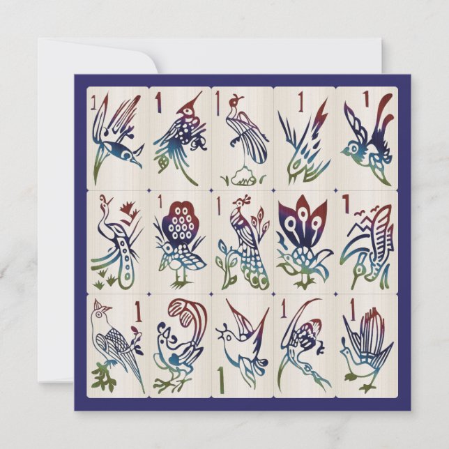 Convite Placa Plana Mah Jong One Bams (Frente)