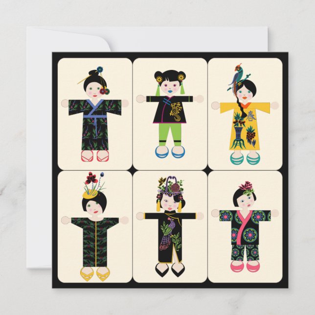 Convite Placa plana Mah Jongg Dolls (Frente)