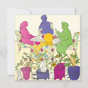 Convite Placa Plana Mah Jongg Game