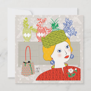 Convite Placa plana Mah Jongg Lady 03