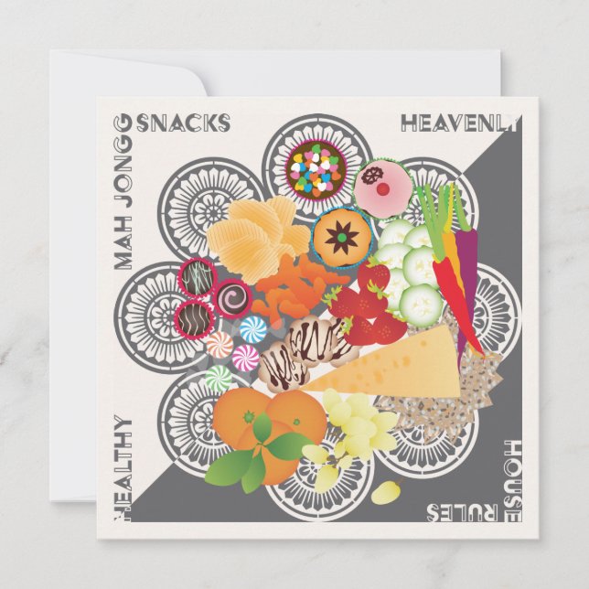 Convite Placa Plana Mah Jongg Snacks (Frente)