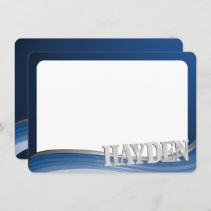 Convite Placa Plana Wave de Aço Obrigado pelo Nome