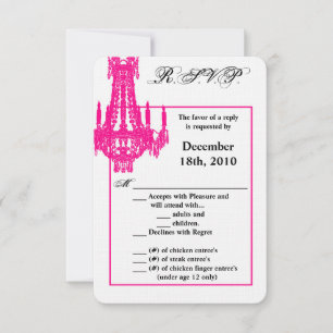 Convite Placa R.S.V.P. 3.5x5 Chandelier Glitz Glamo