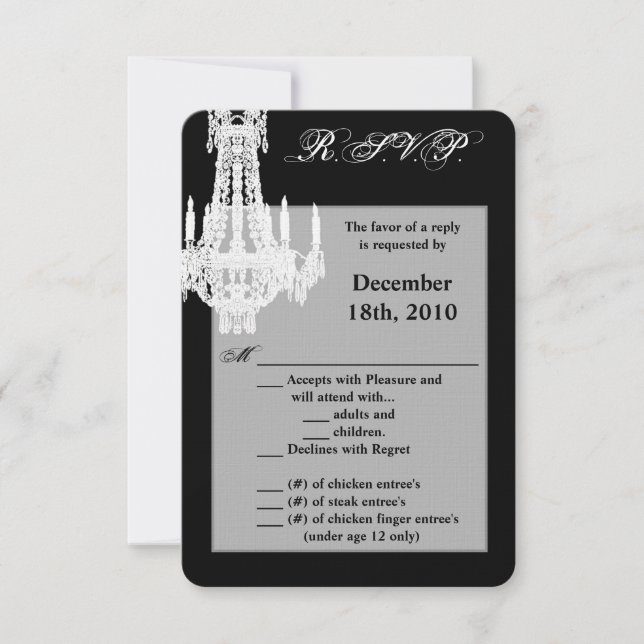 Convite Placa R.S.V.P. 3.5x5 Chandelier Glitz Glamo (Frente)